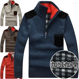 Sweat à capuche masculin Pullor pour hommes d'hiver Pull en tricot en laine masculine Patchoutte décontractée épaisse Collier de position de poche chaude