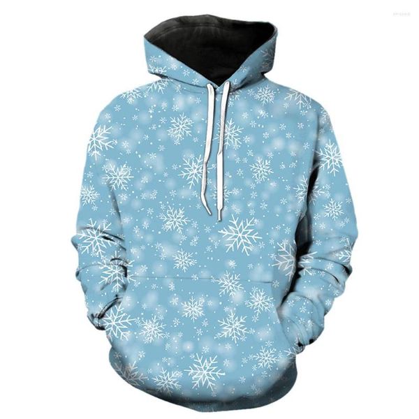 Sweats à capuche pour hommes hiver flocons de neige drôle Cool unisexe adolescents sweats décontracté impression 3D avec capuche vestes surdimensionnés hauts à manches longues