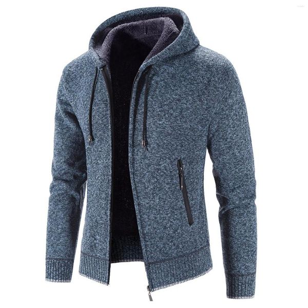 Hommes Hoodies Hiver Solide Couleur Blouse Mode À Manches Longues Velours Épais Doux Sable À Capuche Hommes Sweats Et