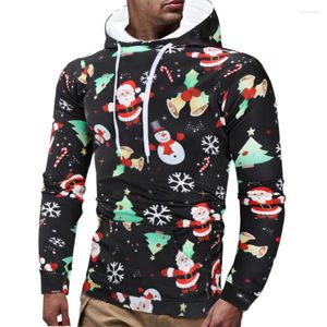 Sweat à capuche en velours pour hommes, sweat-shirt d'hiver, imprimé de noël, manteau de Festival du père noël, chaud, ajusté, Hiphop, Streetwear, Harajuku