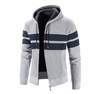 Herenhoodies Winter Warm Streetwear Sweatshirt met rits Lange mouw Plus Fleece Kap Trui Jas Dik gestreept vest Losse jassen