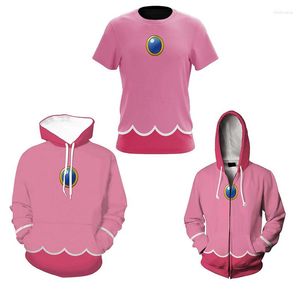 Sweats à capuche pour hommes Femmes Princesse Peach Cosplay Costume Sweat à capuche pour homme Sweat à capuche imprimé 3D T-shirt décontracté Tenues Streetwear Costume d'Halloween