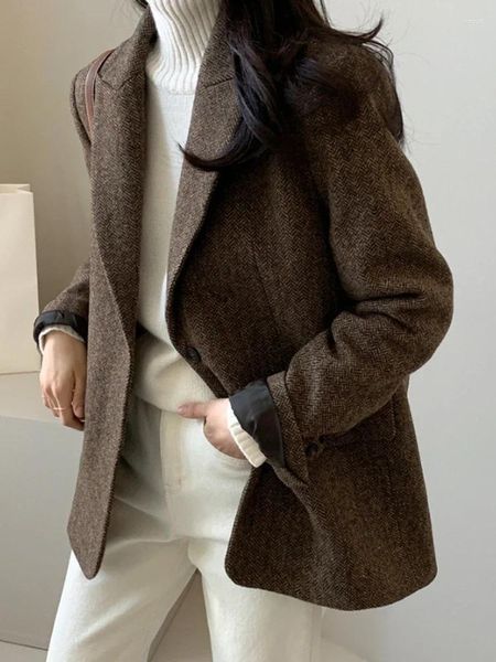 Männer Hoodies Woolen Jacken Dick Und Warm Koreanische Mode Schwere High-end Vielseitige Herbst Winter Schwarz Tweed Anzug frauen Mantel