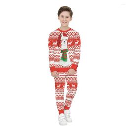 Heren hoodies kerst tieners kerstkap sweatshirt broek sets kinderen hoodie jongens kinderen schattig eland alpaca santa 3d print pullover broek