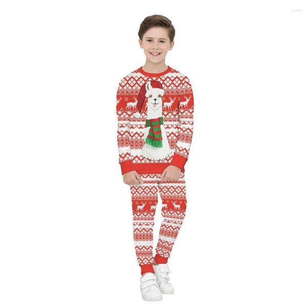 Sudaderas con Capucha para Hombres Navidad Adolescentes Sudadera con Capucha navideña Conjuntos de Pantalones Sudadera con Capucha para niños Niños Niños Lindo Elk Alpaca Santa Pantalones con Estampado 3D