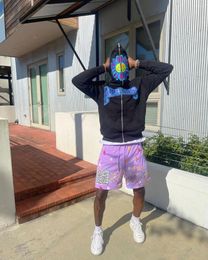 Sweats à capuche pour hommes Y2K mode chrysanthème broderie fermeture éclair à capuche Harajuku lâche décontracté Streetwear Hiphop sweat homme vêtements dessus chaud