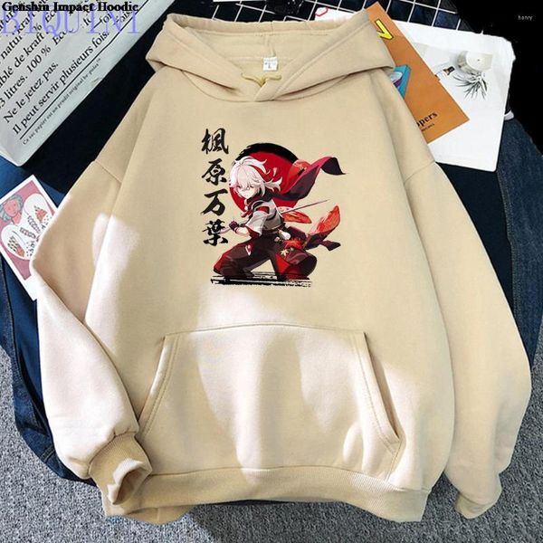 Sweats à capuche pour hommes Y2K Genshin Impact Sweat à capuche Hommes Kaedehara Kazuha Imprimer Sweat à capuche Caractère Active Sweatshirts Femmes Hiver Pull Streetwear Vert