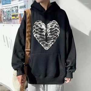 Sweats à capuche pour hommes Y2k hommes Emo Streetwear à capuche sweats zippés fée Grunge pull surdimensionné squelette Goth veste hauts vêtements