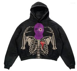 Sweats à capuche pour hommes Y2K Original Retro Print Skull Loose Trendy Brand Hip-hop Hooded Pull décontracté à manches longues Début Automne Niche Top Couple Ins