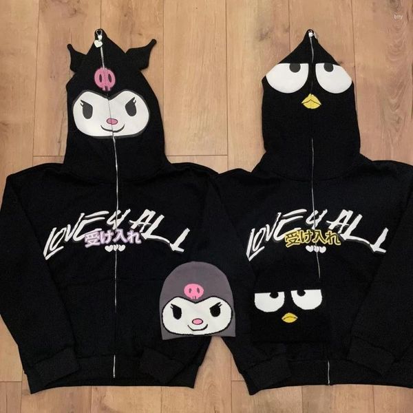 Sudaderas para hombres Y2K Zip Up Hoodie Kawaii Impresión de anime Harajuku Gótico de gran tamaño Mujeres sudaderas Ins Fashion Streetwear Tops