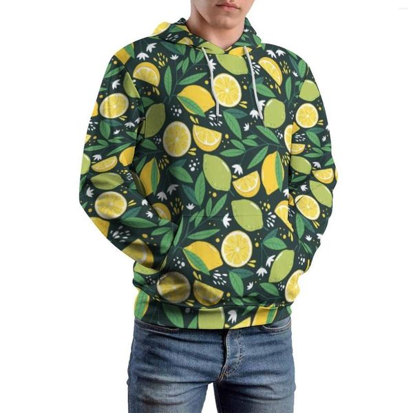 Sweats à capuche pour hommes jaune citron imprimé lâche vert citron vert sweat à capuche décontracté hommes à manches longues Harajuku conception sweats à capuche grande taille