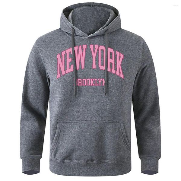 Sweats à capuche pour hommes York Brooklyn Pink City Letter Hooded Men All Match O-Neck Hoodie Respirant Soft Street Harajuku Sports Sportswear