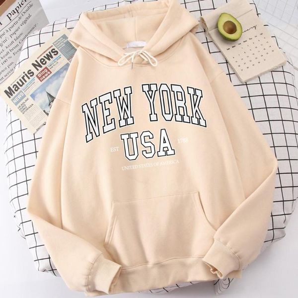 Sudaderas con capucha para hombre York Usa Est 1788 Street City Letter Ropa de marca suelta para hombre Ropa de moda cómoda Tops de diseñador para exteriores