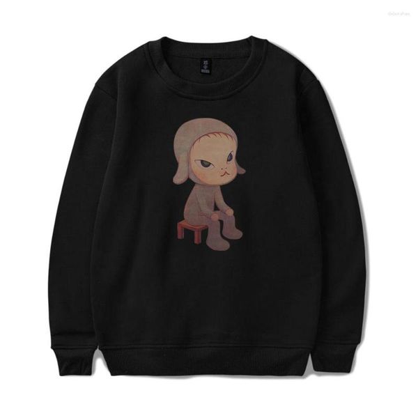 Sweats à capuche pour hommes Yoshitomo Nara nuit blanche assis Logo col rond Merch sweat hommes femmes imprimé pull unisexe Harajuku décontracté