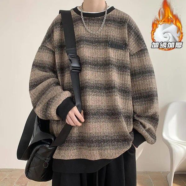 Sweats à capuche pour hommes-jeunesse hiver Y2k Streetwear rayé Vintage sweat à capuche survêtement pulls surdimensionnés mode coréenne sweats