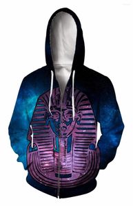 Sweats à capuche pour hommes Sweat à capuche zippé Impression 3d Doux Pharaon Vêtements Femmes Hommes Hauts à capuche Casual Zipper Sweats Tenues Manteaux Sweat Factory