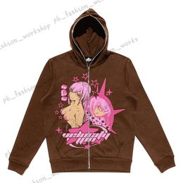 Heren Hoodies Hoodie met rits Anime Y2K Graphics Vrouw Goth Sweatshirt Sportjas Pullover Grunge Gothic Oversized jas met lange mouwen 645