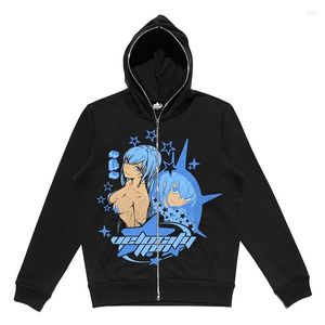 Sweats à capuche pour hommes Sweat à capuche zippé Anime Y2K Graphics Femme Goth Sweat Sport Manteau Pull Grunge Gothique Manches Longues Veste Surdimensionnée