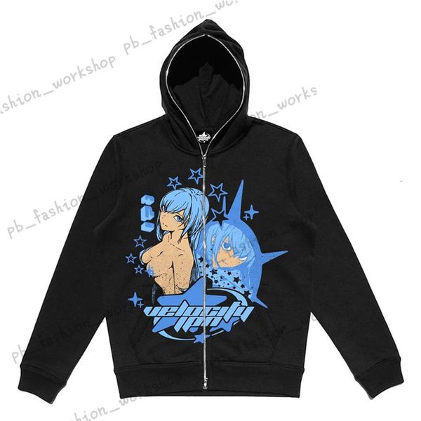 Sweats à capuche pour hommes Zip Up Sweat à capuche Anime Y2K Graphics Femme Goth Sweat-shirt Sport Manteau Pull Grunge Gothique À Manches Longues Veste Surdimensionnée 430