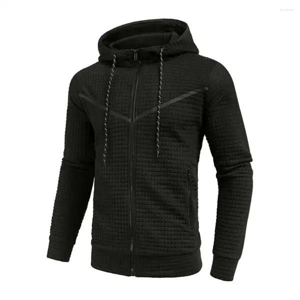 Sweat-shirt à capuche avec fermeture éclair pour homme, ensemble de costume de Jogging avec Texture gaufrée, manteau de Sport pour actif, automne et hiver