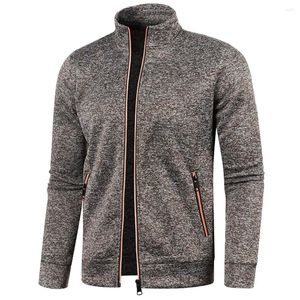 Sweats à capuche pour hommes vêtements à glissière automne hiver manteau tricoté décontracté à manches longues sweat-shirt couleur unie col roulé veste mâle multicolore hauts