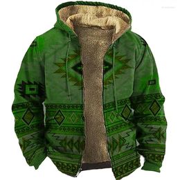 Herenhoodies Rits Lange mouw Etnische stijl Tribal Grafische print Winter Voor heren/dameskleding Jas Sweatshirt Bovenkleding