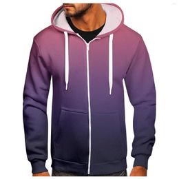 Sweat à capuche pour hommes, pull avec fermeture éclair, manteau imprimé dégradé, mode, fermeture éclair, pulls avec cordon de serrage, Moletom Masculinos, Y2k