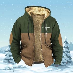 Heren Hoodies Rits Winter Fleece Parka's Faith Cool Dagelijks Print Jassen Sweatshirts Bovenkleding Capuchon Overjassen met rits