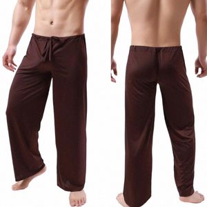 heren ijszijde pyjamabroek doorzichtige slaapbroek zachte pure mannelijke nachtkleding slaapbroek thuis nachtkleding bodems Pj broek s04X #