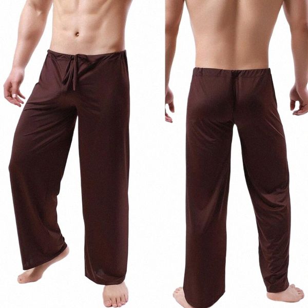 Pantalon de pyjama en soie glacée pour hommes Voir à travers un pantalon de sommeil doux et transparent pour hommes, vêtements de nuit, pantalons de nuit, bas de nuit, pantalons PJ s04X #