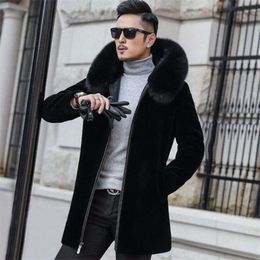 Abrigo de imitación para hombre, chaqueta de algodón de piel gruesa Haining de cuero de longitud media integrada de visón, abrigo 5971