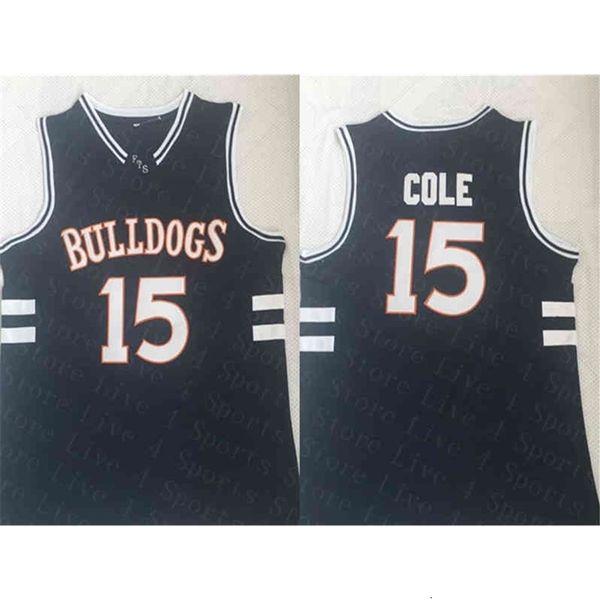 Hommes J. Cole # 15 High School Basketball Sticthed Jersey Noir Pas Cher FTS Film Basketball Chemises Taille S-XXL