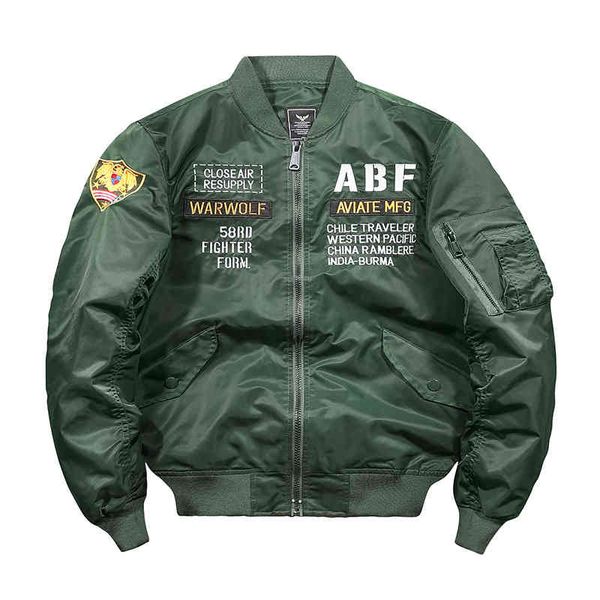 Chaqueta de hombre Otoño e Invierno Piloto de la Fuerza Aérea Bordado Uniforme de Béisbol Más Terciopelo Grueso Suelto