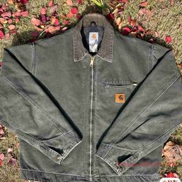 Heren jas jas modemerk Carhart J97 Carhatjackets jassen versie "Kahart Santa Fe B136 American Vintage Washed Distressed Denim K3y6