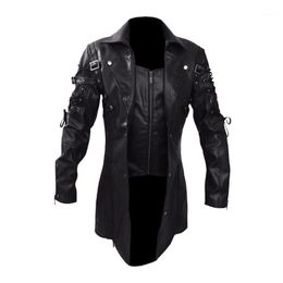 Veste pour hommes Mode Vintage Vestes en cuir Biker Moto Zipper Manteau à manches longues Top Blouses Haute Qualité Mens Overcoat New1