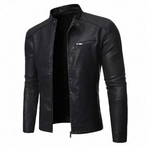 Chaqueta para hombre Fi Nueva tendencia de primavera y otoño Coreano Slim Fit Casual Chaqueta de cuero para hombre Chaqueta de motocicleta Talla grande K6MC #