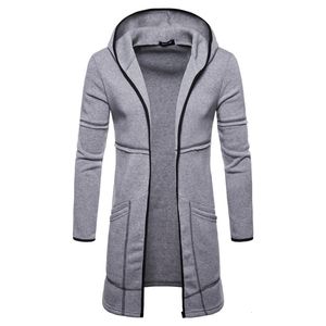 Mannen Jas Hooded Sportkleding Mode Heren Hooded Effen Trenchcoat Jas Vest Lange Mouw Uitloper Blouse Jas Manteau S191019