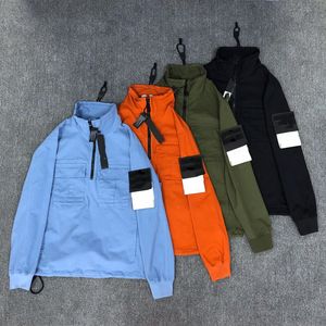 Veste Homme Jogging Fibre Double Poche Femme Spandex Couples Pull à Capuche Zip Sport Epaulettes Revers Vestes Homme Couleur Unie Demi Zip Couple Étudiant Décontracté