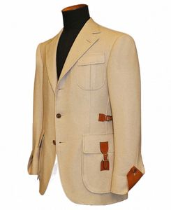 Veste pour hommes Poche à revers Design Boucle Veste de costume à trois fesses en plein air de haute qualité Busin Casual Veste pour hommes M-4XL m4kM #