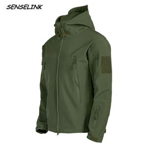 Men's Jacket Military Tactical Windproof Waterproof Shark Skin Soft Shell Army Outdoor Hooded Bomber Streetwear Coats Men 211217
