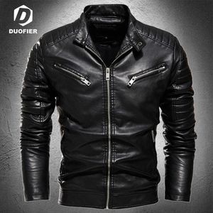 Veste pour hommes Veste en cuir PU Hiver Automne Vêtements de mode Manteau chaud Homme Vestes de moto en cuir artificiel de haute qualité 211009