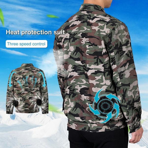 Chaquetas para hombres 1 juego Chaqueta de ventilador de enfriamiento Tres engranajes Protección solar ajustable Poliéster Hombres Ropa de aire acondicionado al aire libre Trabajo Suppli 230923