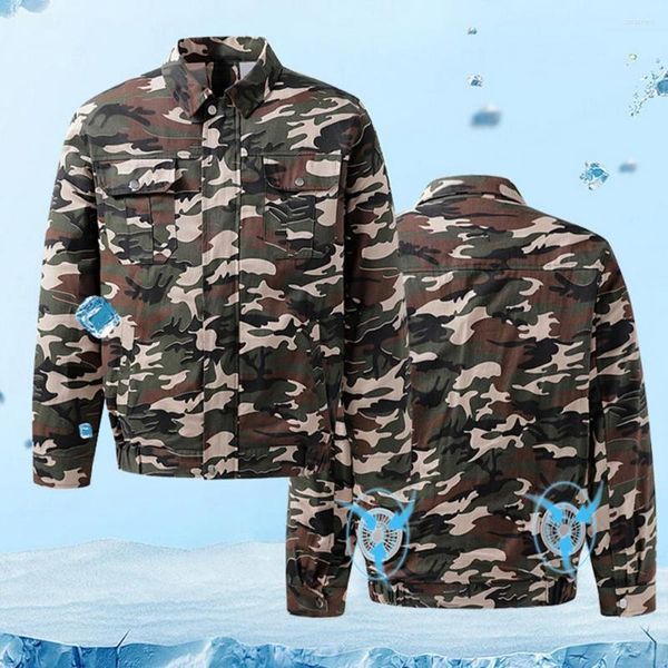 Chaquetas para hombre, 1 Juego, gran ventilador de refrigeración, chaqueta de manga larga con cuello vuelto, ligero, para hombre, con aire acondicionado y ventiladores duales