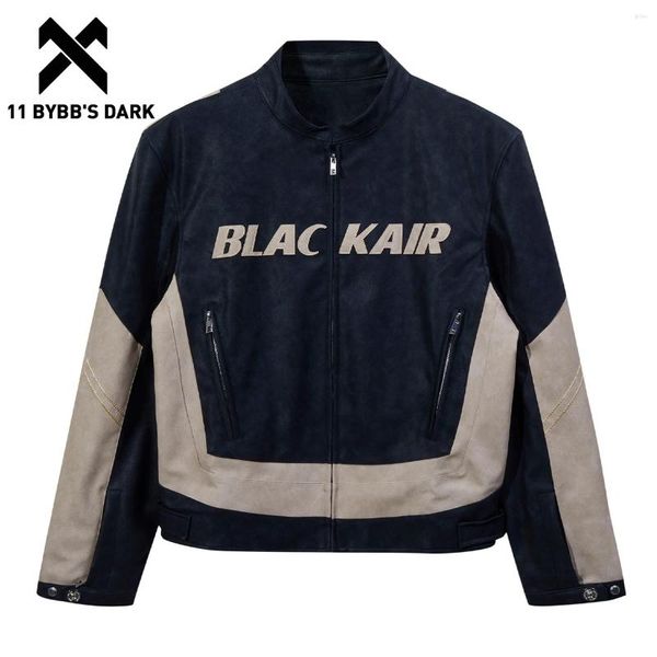 Vestes pour hommes 11 BYBB'S Dark Ligne structurée Patchwork Veste en cuir 2024 Manteau décontracté Automne Hiver Hip Hop Hommes Femmes Vêtements d'extérieur