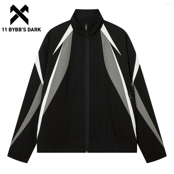 Vestes pour hommes 11 BYBB'S Dark Coupe-vent Matériau Épissage Veste 2024 Design Manteau à glissière Automne Hiver Hip Hop Hommes Femmes Tops