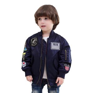 Heren Jackets 2-12 Yesar Girls Boys Spring Herfst Cartoon Patched Nylon Varsity Bomber Jacket Outdoor Wind Breaker Outwearmen's