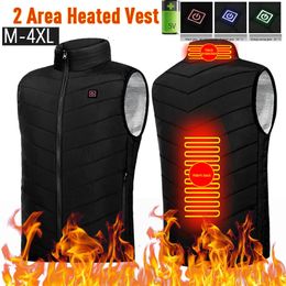 Vestes pour hommes Gilet chauffant à 2 zones Gilet thermique électrique Gilet thermique en polyester Vêtements chauds pour le corps Chauffage rapide Lavable pour l'hiver des hommes 231128