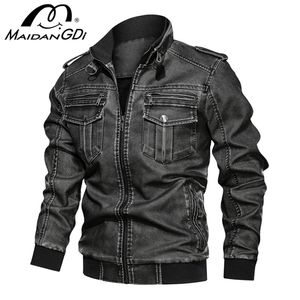 Men S Jackets 2020 Winter Nieuwe motorfiets PU Leer Jackets Militaire piloot Bomber Tactical Jacket Male herfst Vintage Coats LJ201013