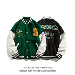 Heren Jassen 2021 Herfst Embroid Letterman Baseballjack Bomber Coat Unisex Dames Varsity Stadium Award Casual Street