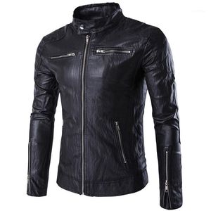 Vestes pour hommes 2021 marque Biker cuir hommes élégant Jaqueta Couro masculin col montant Design de mode Punk Locomotive veste porter